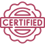 Certified stamp with circular design.