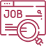 Job search icon with magnifying glass.