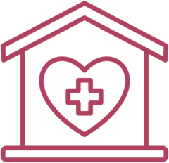 Healthcare symbol with heart and cross.