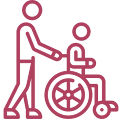 Person pushing another in a wheelchair icon.